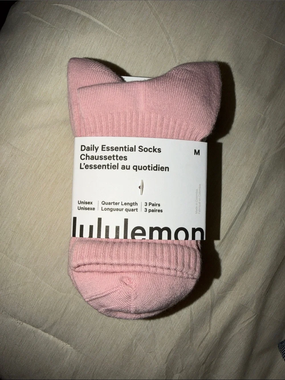 lululemon athletica Daily Essential Quarter Socks in Light Pink (3-Pack)